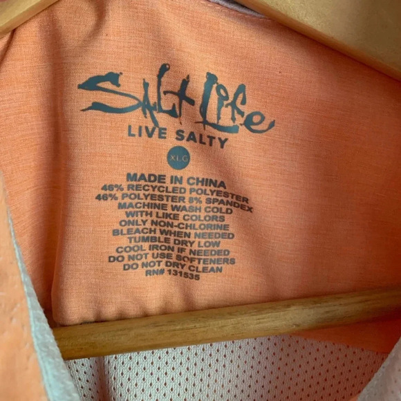 Salt Life Shirt Size XL Live Salty SLX Performance Stretch Fishing Orange Vented - Picture 3 of 11
